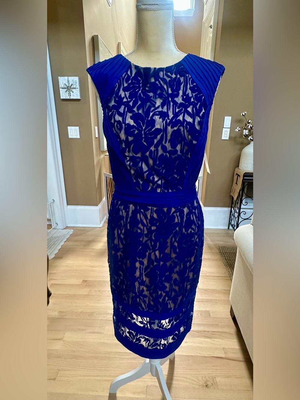 Tadashi Shoji Royal Blue Lace Midi Sheath Dress